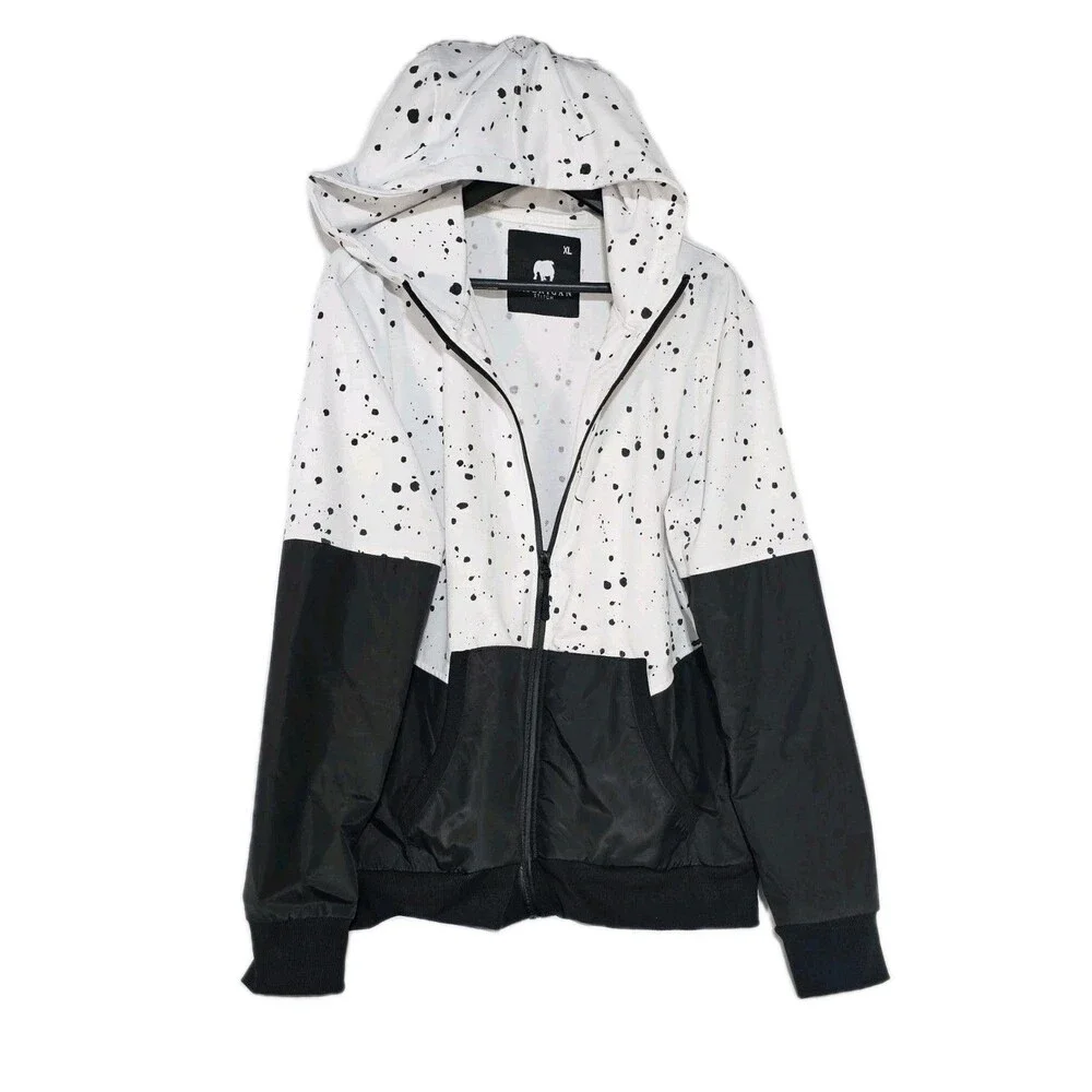 American Stitch Jacket Unisex Lightweight Jacket With Hood Black White XL EUC